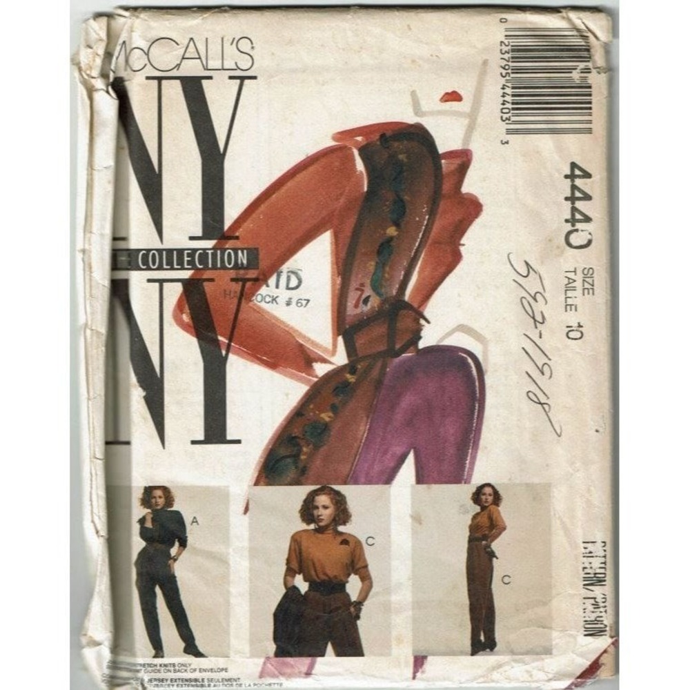 McCall's Sewing Pattern 4440 Jumpsuit Scarves Belt Size 10 NY COLLECTION